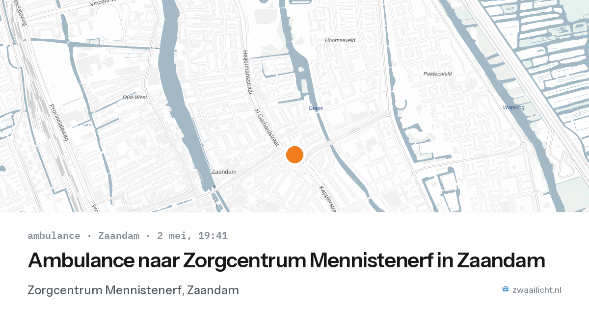 Ambulance naar Zorgcentrum Mennistenerf in Zaandam — 2 mei 2026