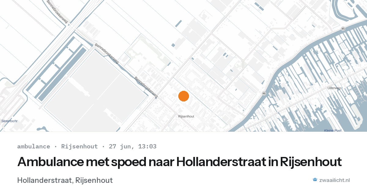 Ambulance met spoed naar Hollanderstraat in Rijsenhout — 27 jun 2026
