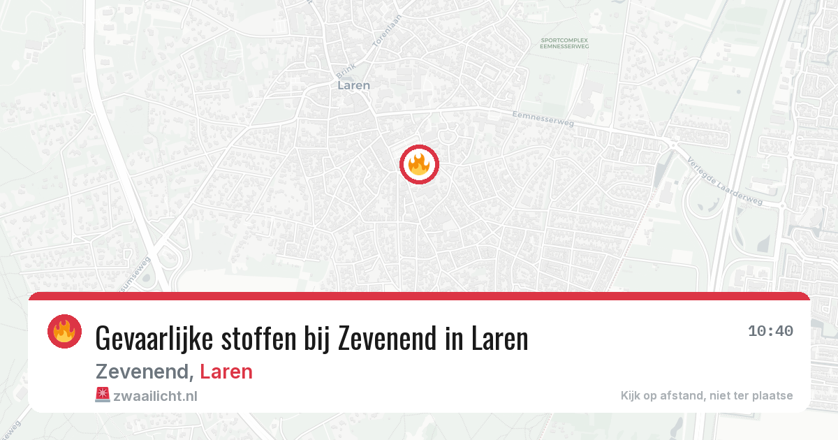 Gevaarlijke stoffen bij Zevenend in Laren — 9 mrt 2026
