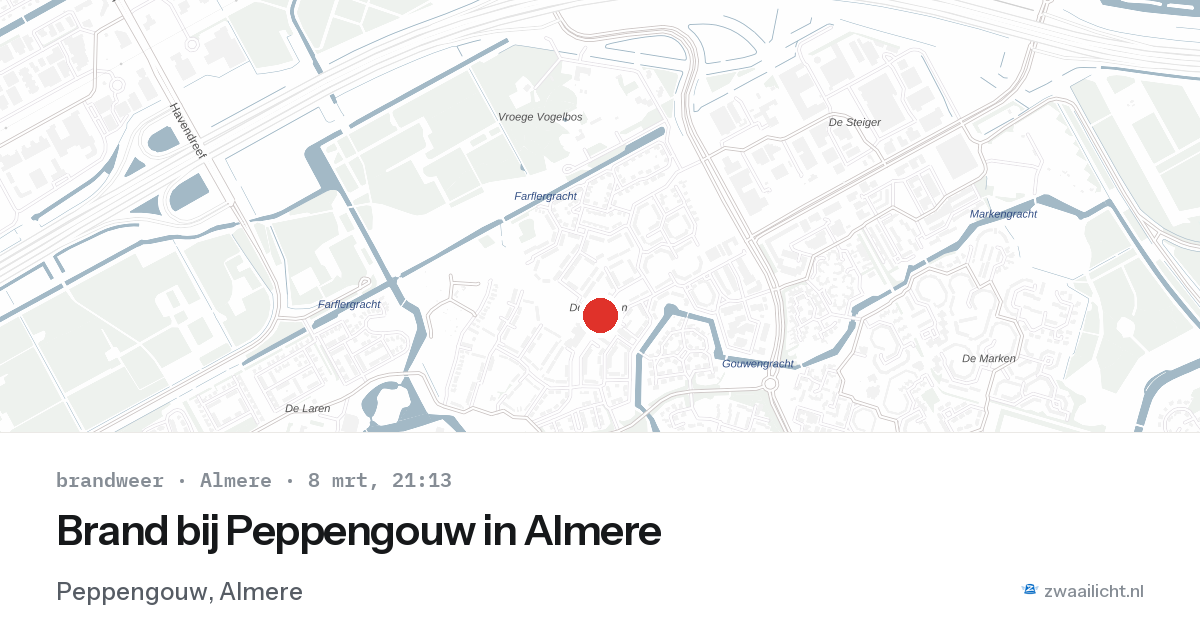 Brand bij Peppengouw in Almere — 8 mrt 2026