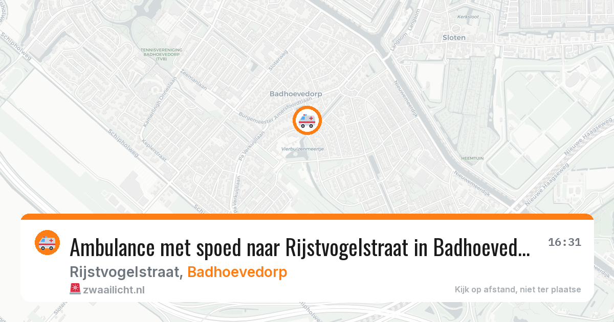 Ambulance met spoed naar Rijstvogelstraat in Badhoevedorp — 15 mei 2026