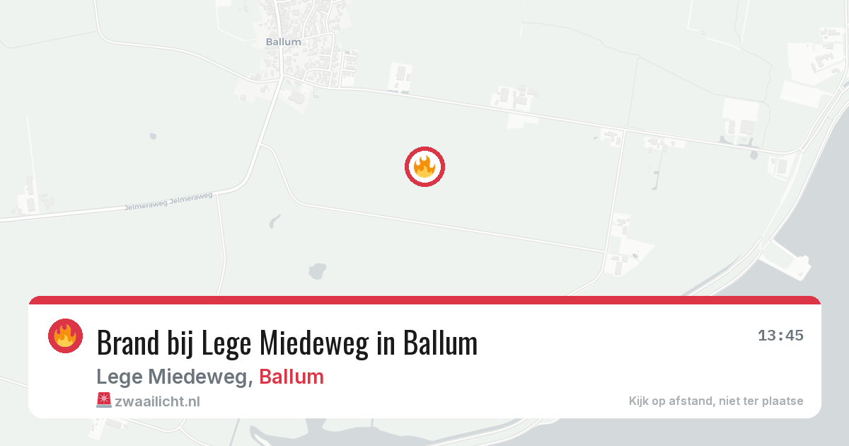 Brand bij Lege Miedeweg in Ballum — 16 jun 2026