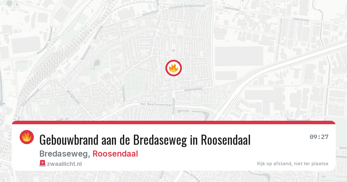 Gebouwbrand aan de Bredaseweg in Roosendaal — 6 jul 2026