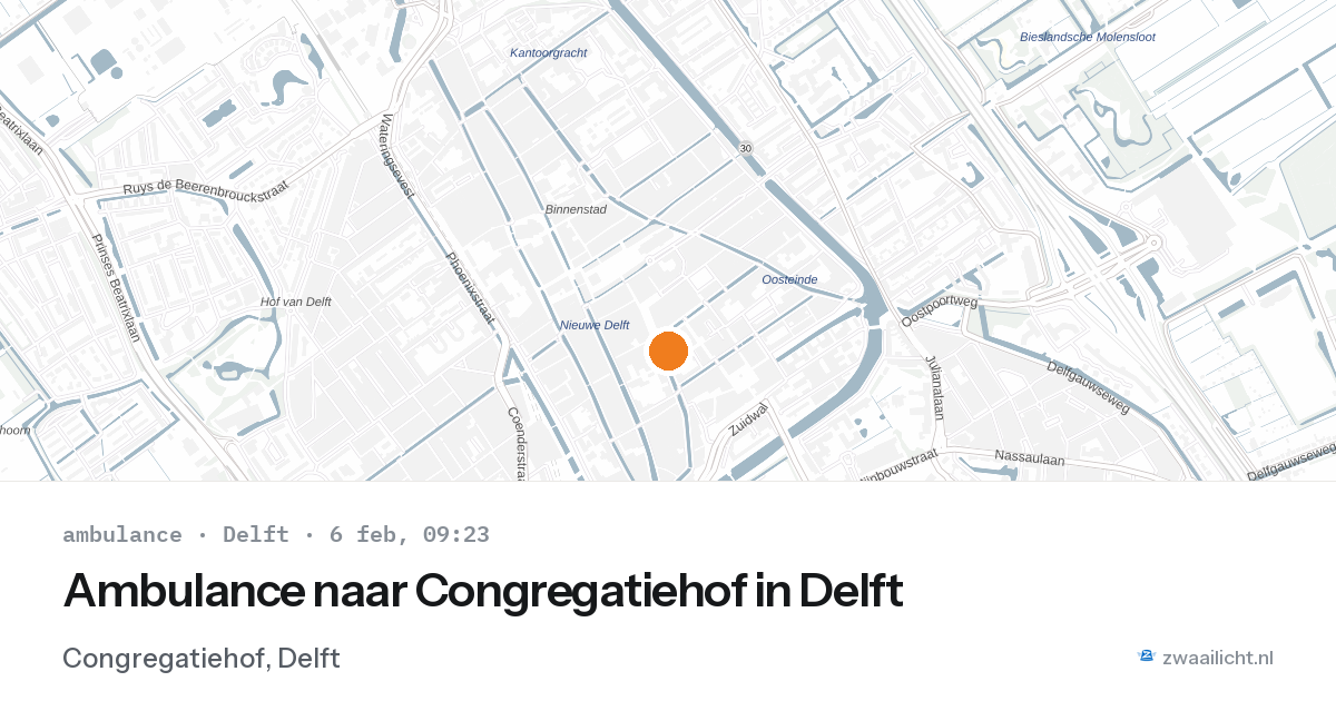 Ambulance naar Congregatiehof in Delft — 6 feb 2026