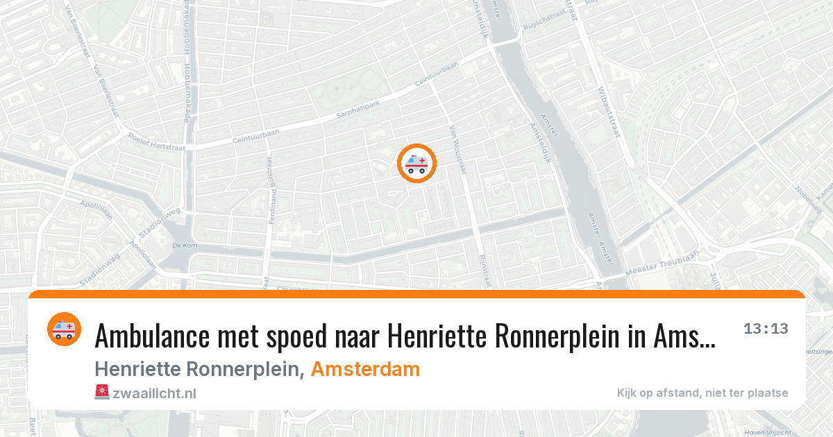Ambulance met spoed naar Henriette Ronnerplein in Amsterdam — 10 aug 2026