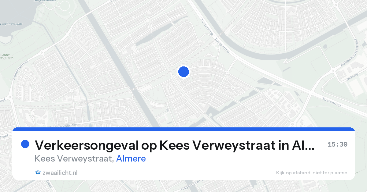 Verkeersongeval op Kees Verweystraat in Almere — 16 aug 2026