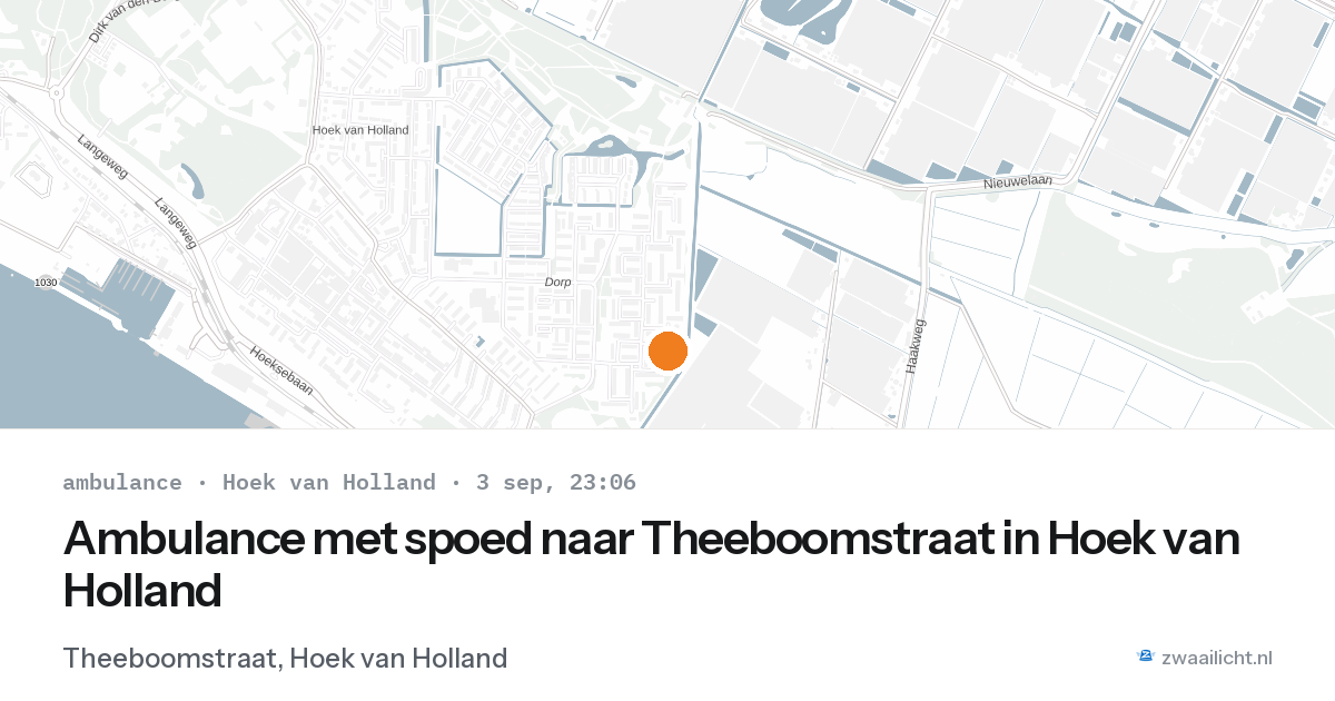 Ambulance met spoed naar Theeboomstraat in Hoek van Holland — 3 sep 2026