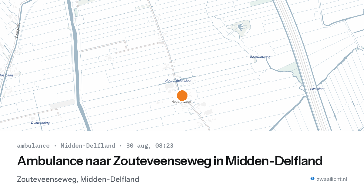 Ambulance naar Zouteveenseweg in Midden-Delfland — 30 aug 2026