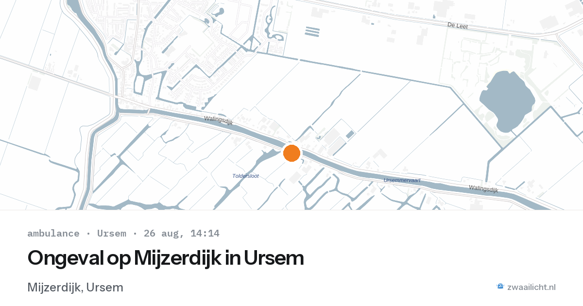 Ongeval op Mijzerdijk in Ursem — 26 aug 2026