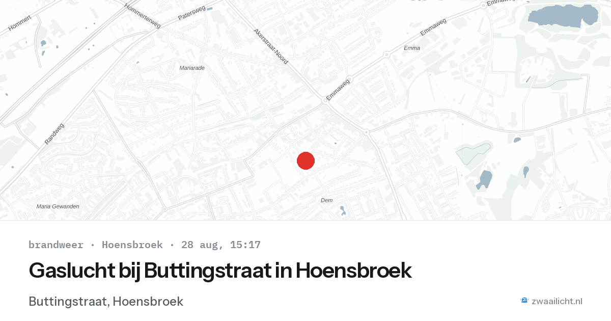 Gaslucht bij Buttingstraat in Hoensbroek — 28 aug 2026