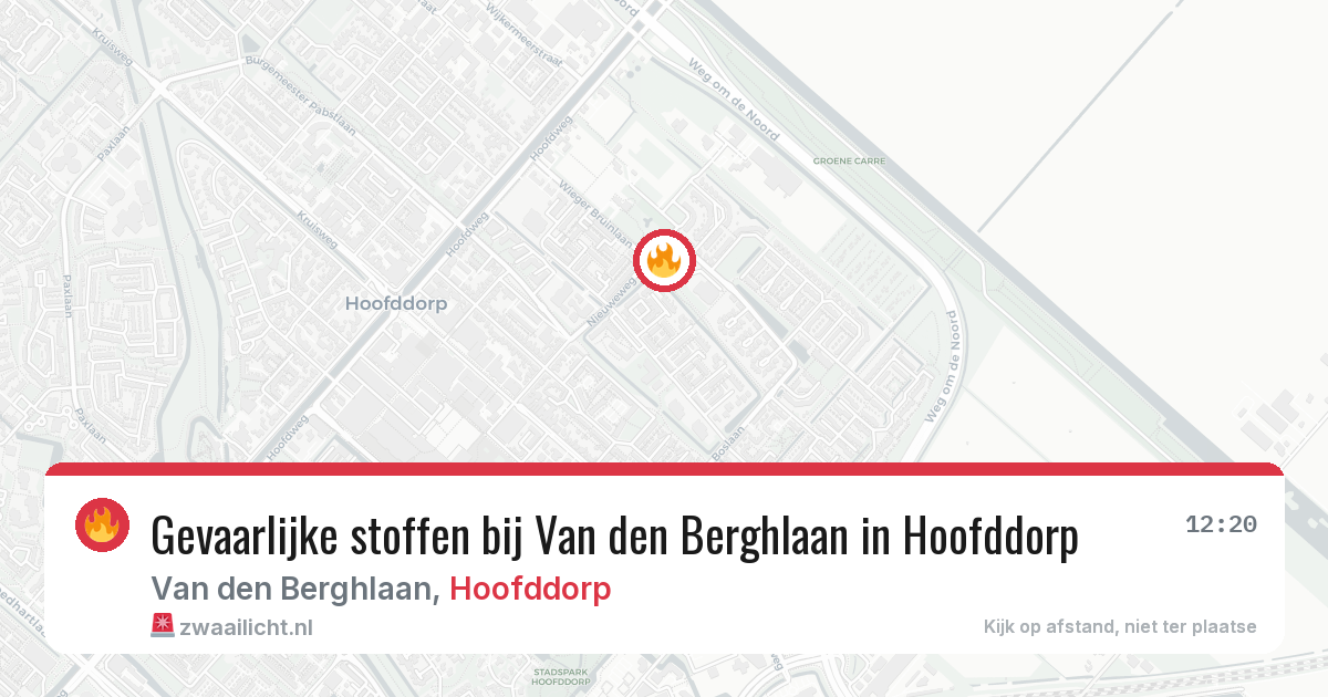 Gevaarlijke stoffen bij Van den Berghlaan in Hoofddorp — 14 aug 2026