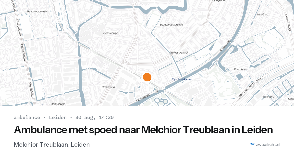 Ambulance met spoed naar Melchior Treublaan in Leiden — 30 aug 2026
