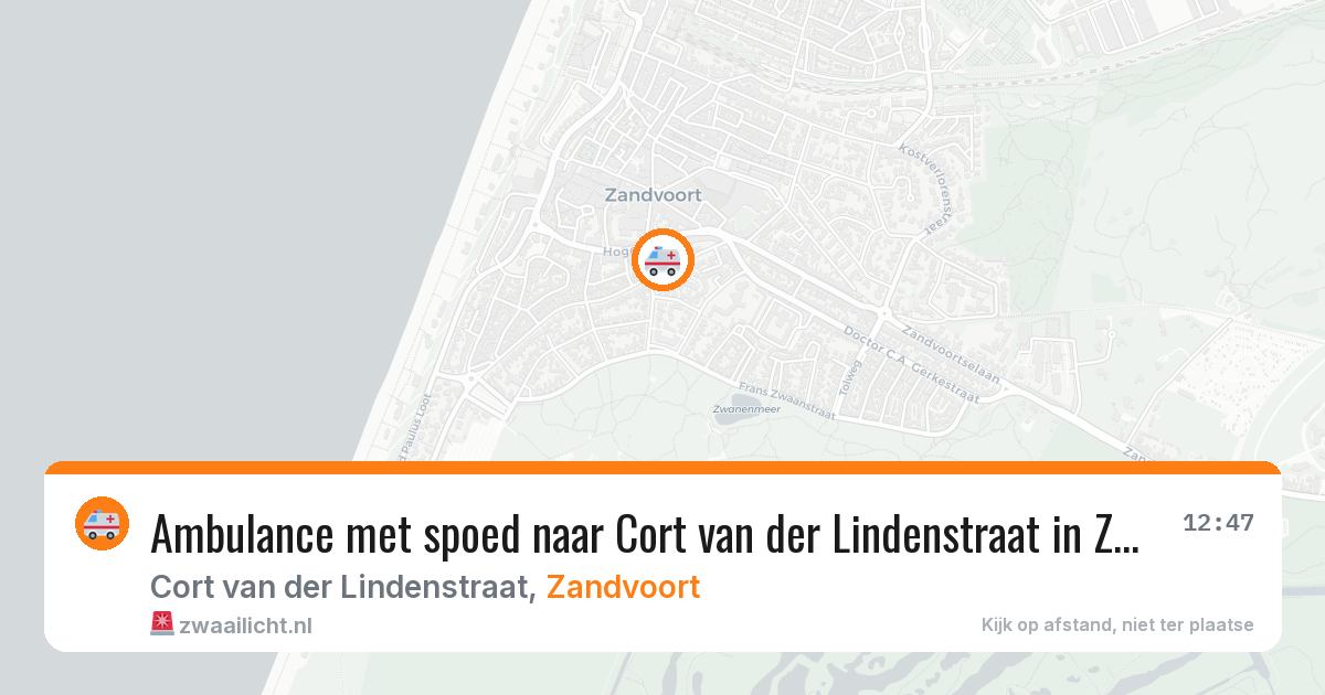 Ambulance met spoed naar Cort van der Lindenstraat in Zandvoort — 25 mei 2026