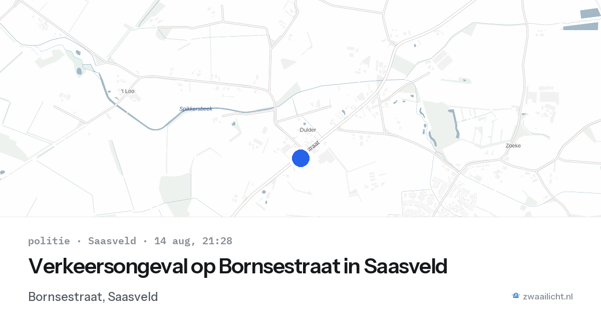 Verkeersongeval op Bornsestraat in Saasveld — 14 aug 2026