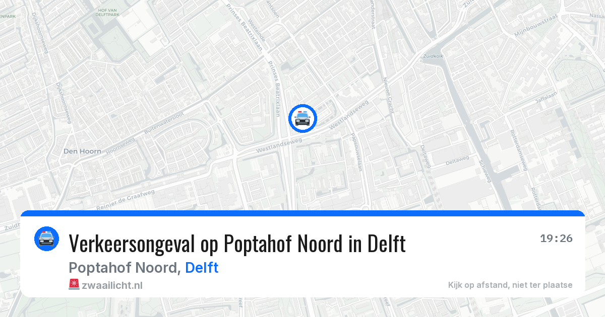 Verkeersongeval op Poptahof Noord in Delft — 26 jun 2026