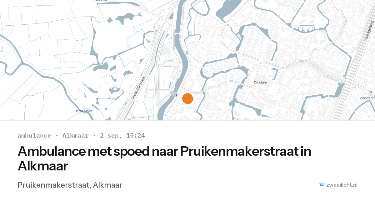 Ambulance met spoed naar Pruikenmakerstraat in Alkmaar — 2 sep 2026
