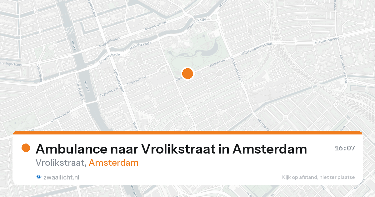 Ambulance naar Vrolikstraat in Amsterdam — 21 aug 2026