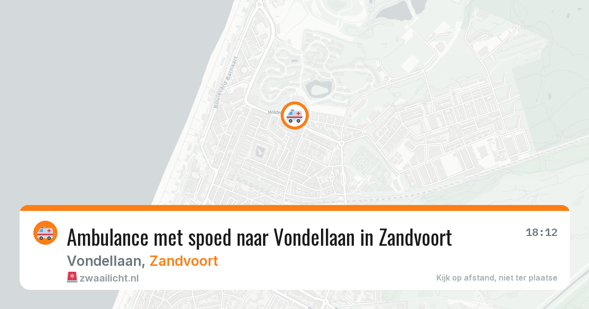 Ambulance met spoed naar Vondellaan in Zandvoort — 6 aug 2026