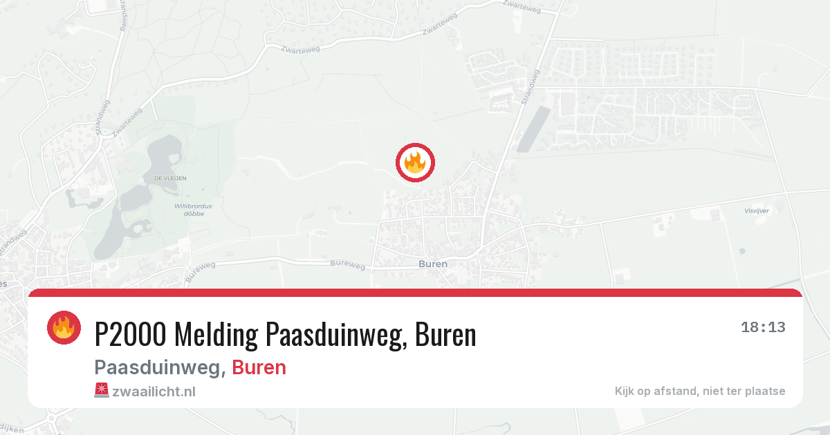 P2000 Melding Paasduinweg, Buren — 9 mei 2026