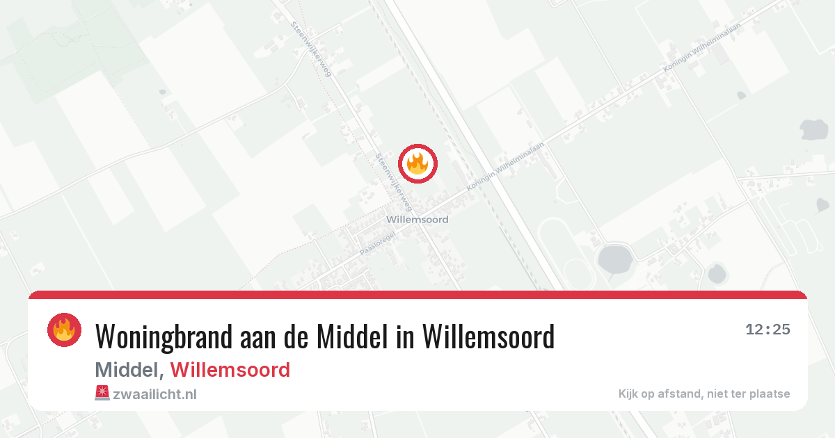 Woningbrand aan de Middel in Willemsoord — 12 apr 2026