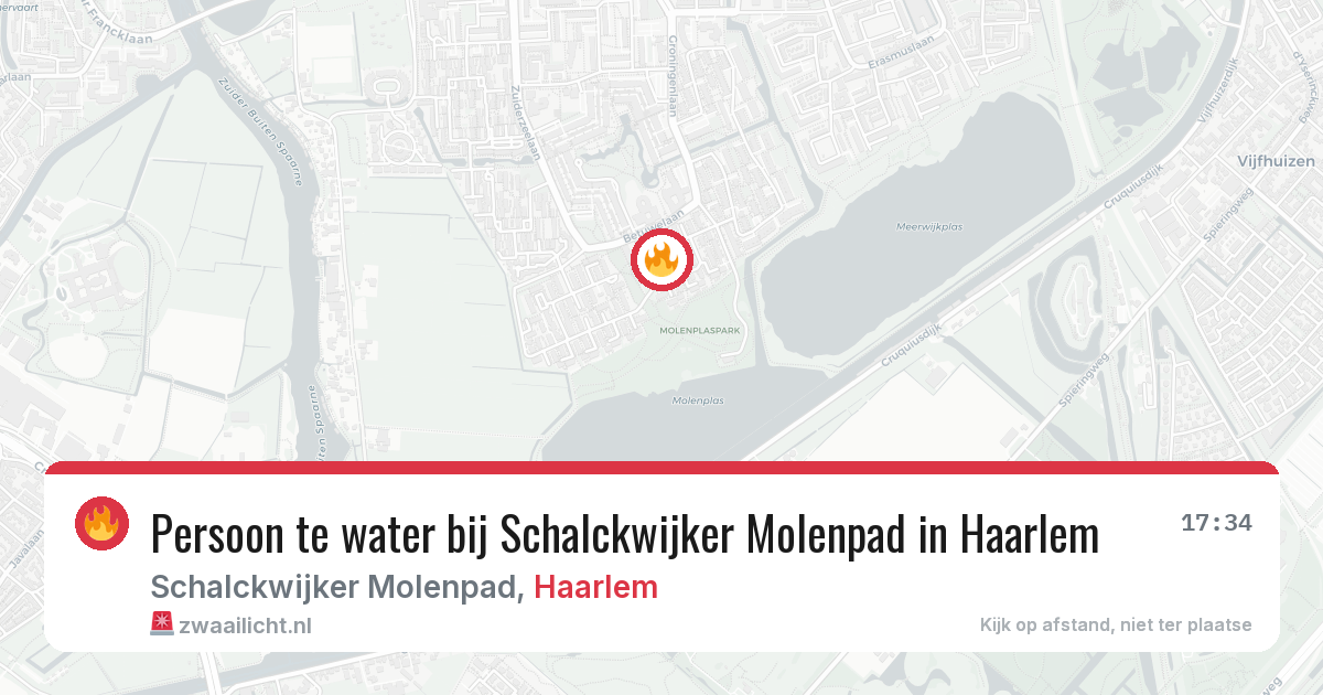 Persoon te water bij Schalckwijker Molenpad in Haarlem — 9 jun 2026