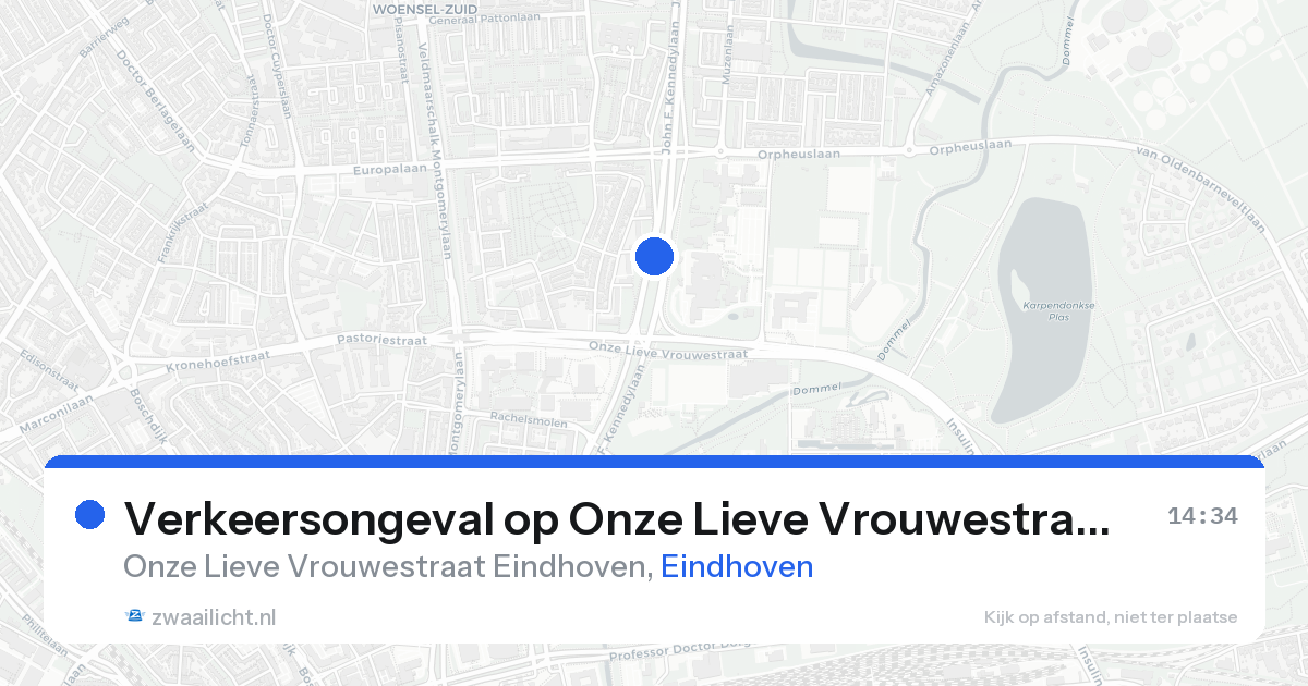 Verkeersongeval op Onze Lieve Vrouwestraat Eindhoven in Eindhoven — 21 aug 2026