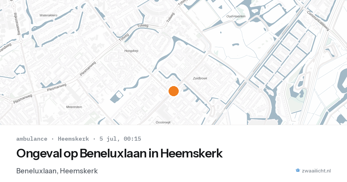 Ongeval op Beneluxlaan in Heemskerk — 4 jul 2026