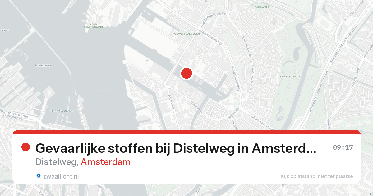 Gevaarlijke stoffen bij Distelweg in Amsterdam — 20 aug 2026