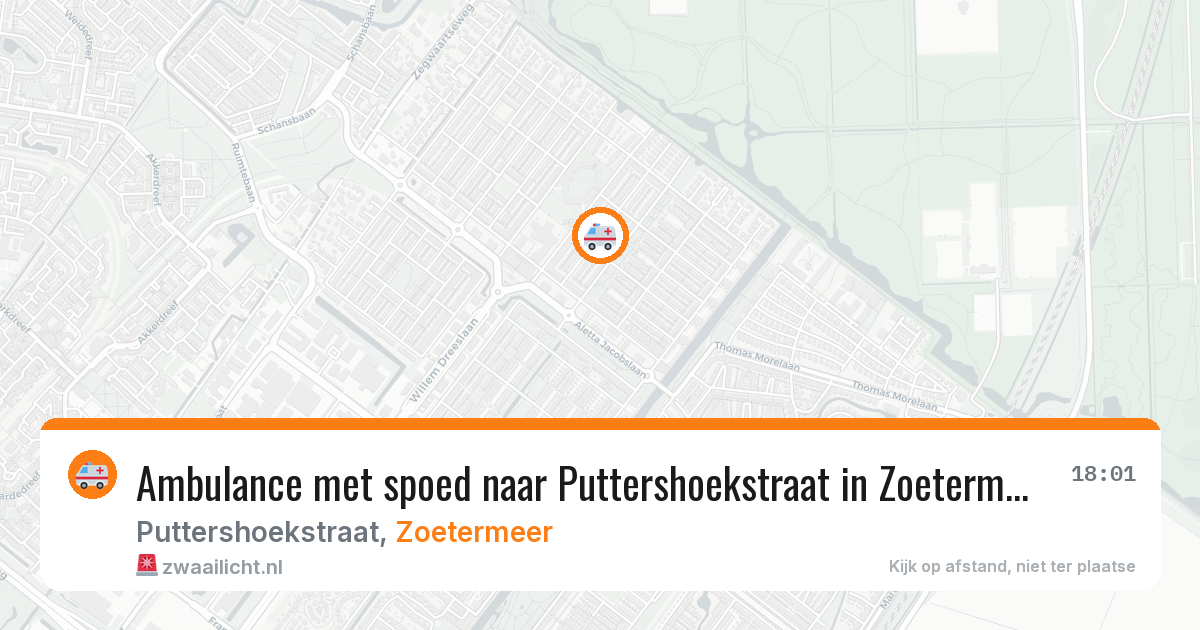 Ambulance met spoed naar Puttershoekstraat in Zoetermeer — 17 jun 2026