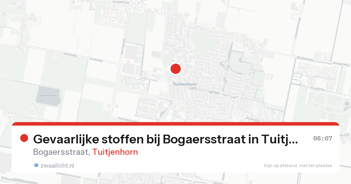 Gevaarlijke stoffen bij Bogaersstraat in Tuitjenhorn — 25 aug 2026