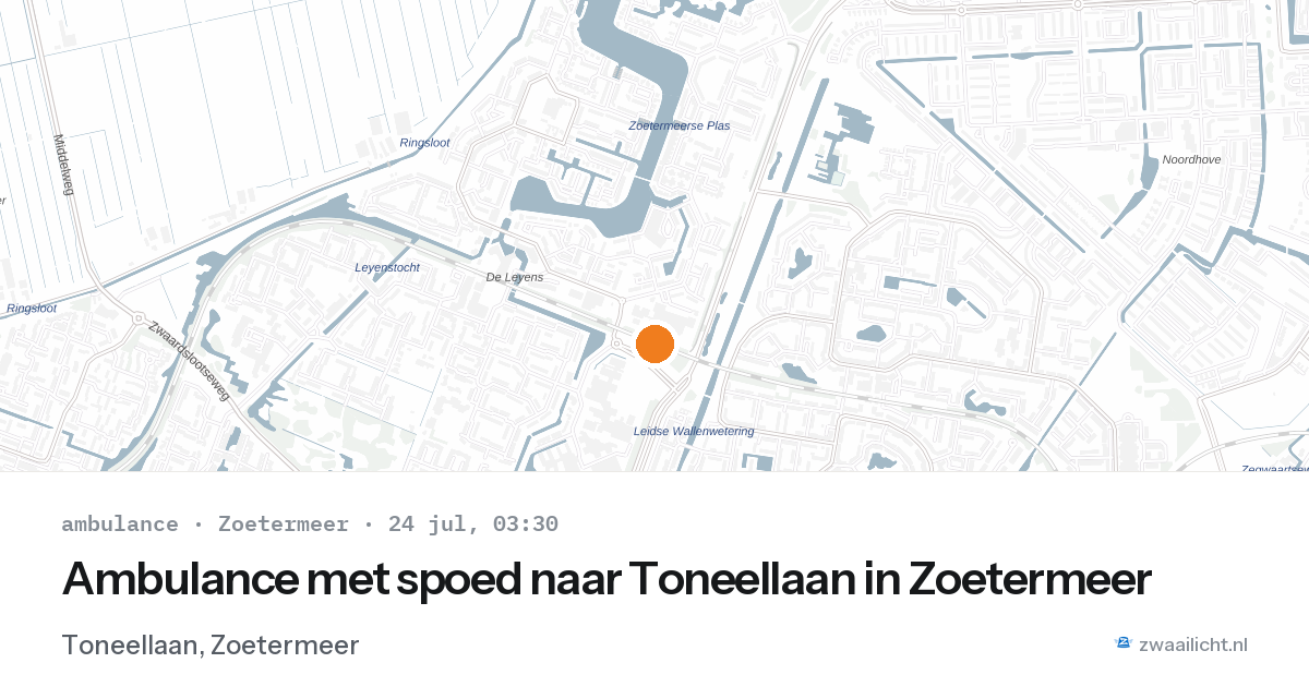 Ambulance met spoed naar Toneellaan in Zoetermeer — 24 jul 2026