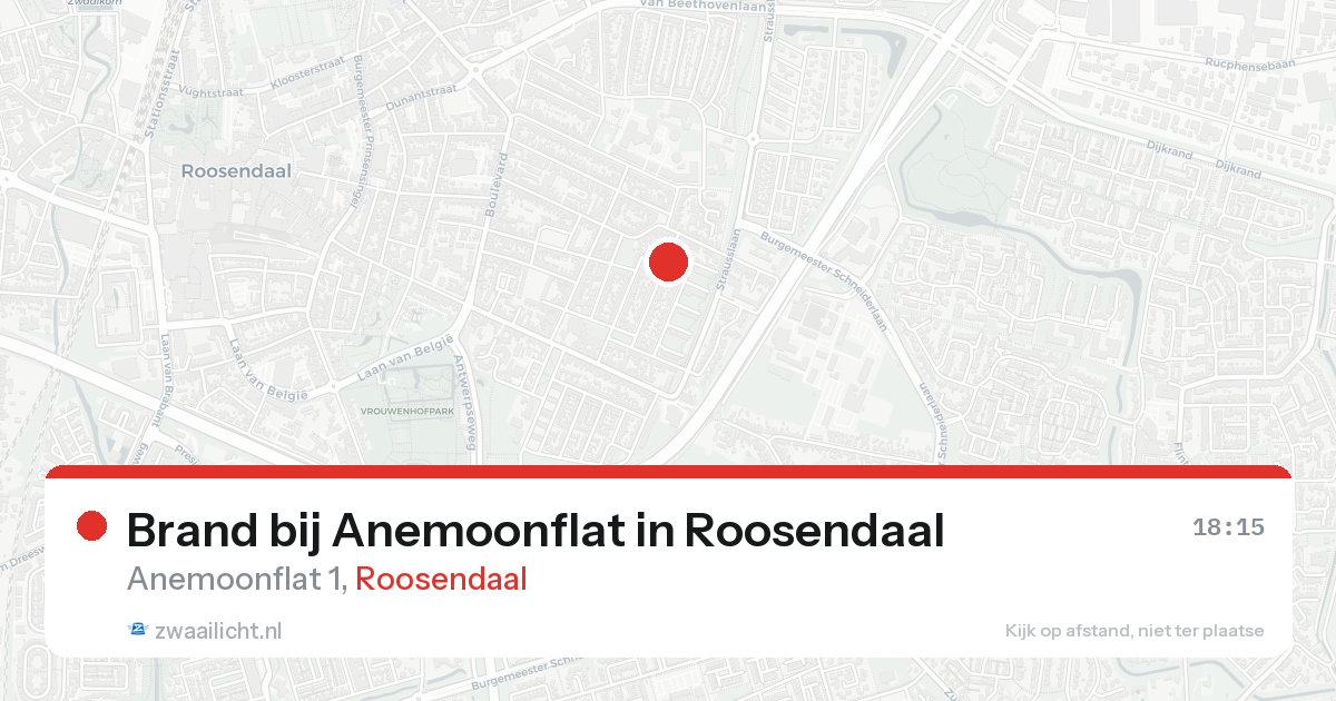 Brand bij Anemoonflat in Roosendaal — 15 aug 2026