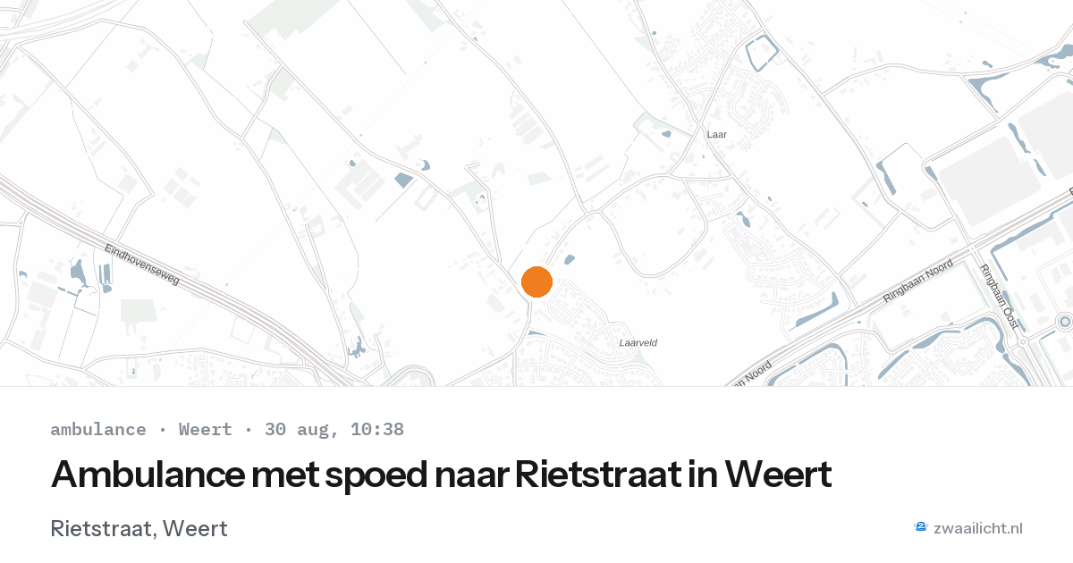 Ambulance met spoed naar Rietstraat in Weert — 30 aug 2026