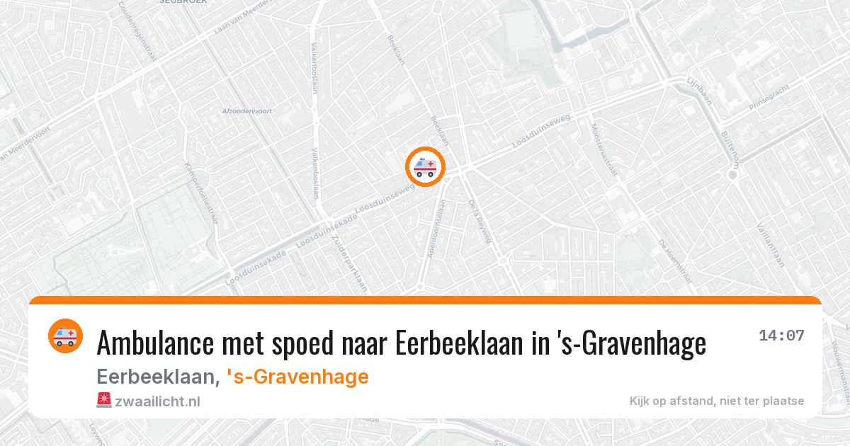 Ambulance met spoed naar Eerbeeklaan in 's-Gravenhage — 8 aug 2026