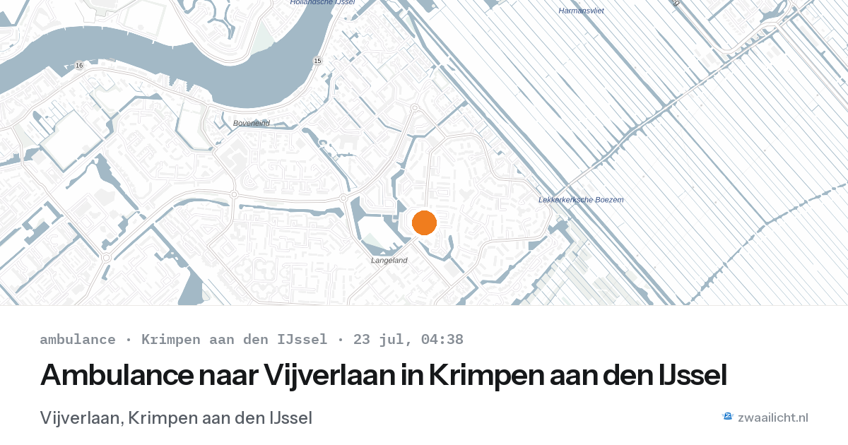 Ambulance naar Vijverlaan in Krimpen aan den IJssel — 23 jul 2026