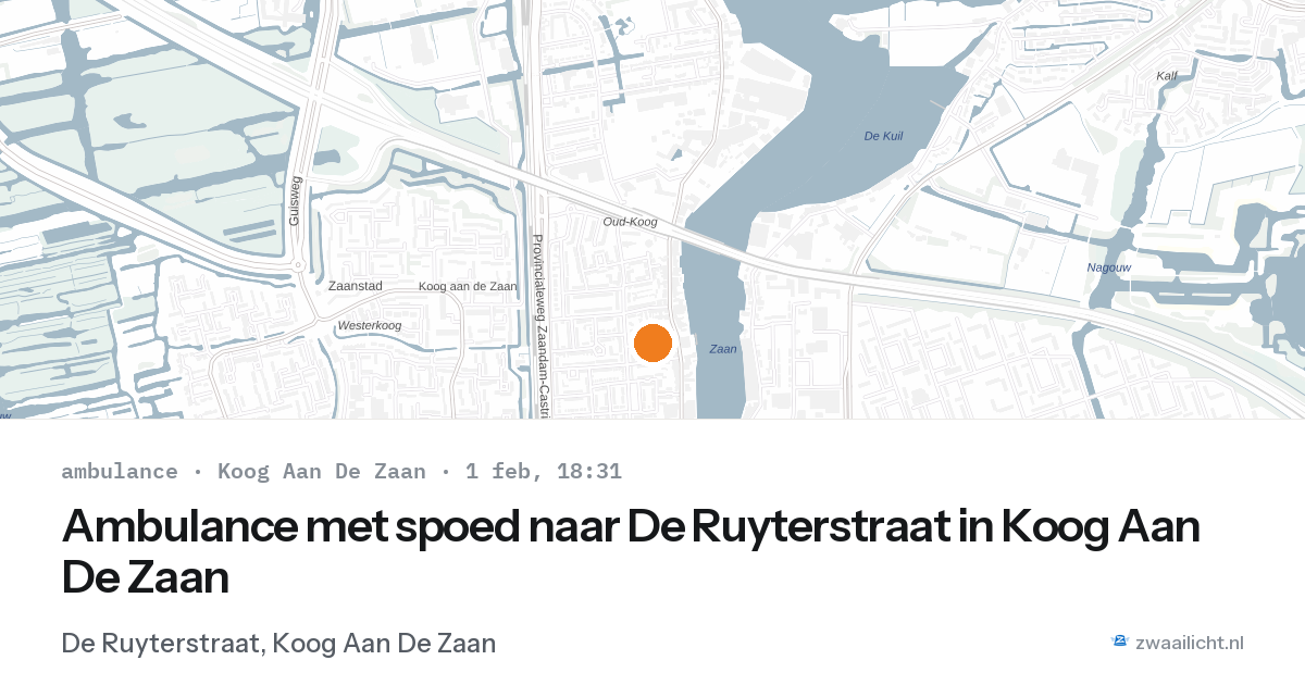 Ambulance met spoed naar De Ruyterstraat in Koog Aan De Zaan — 1 feb 2026