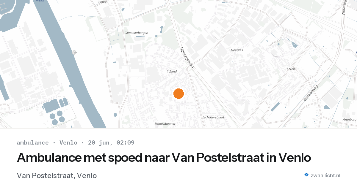 Ambulance met spoed naar Van Postelstraat in Venlo — 20 jun 2026