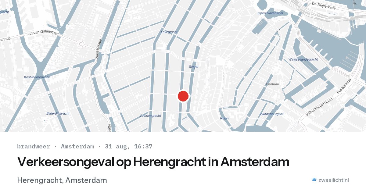 Verkeersongeval op Herengracht in Amsterdam — 31 aug 2026