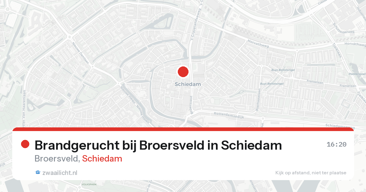 Brandgerucht bij Broersveld in Schiedam — 20 aug 2026