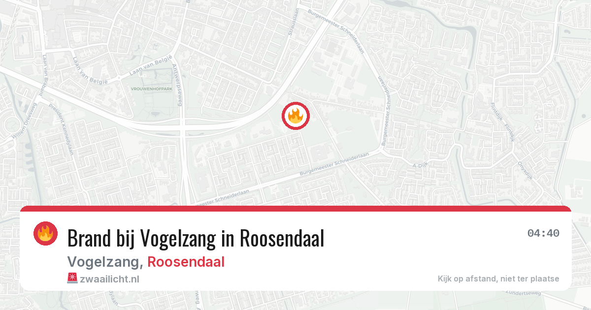 Brand bij Vogelzang in Roosendaal — 6 jul 2026
