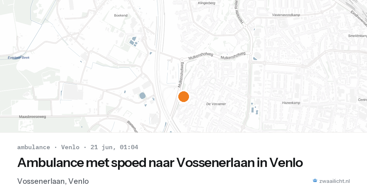 Ambulance met spoed naar Vossenerlaan in Venlo — 20 jun 2026
