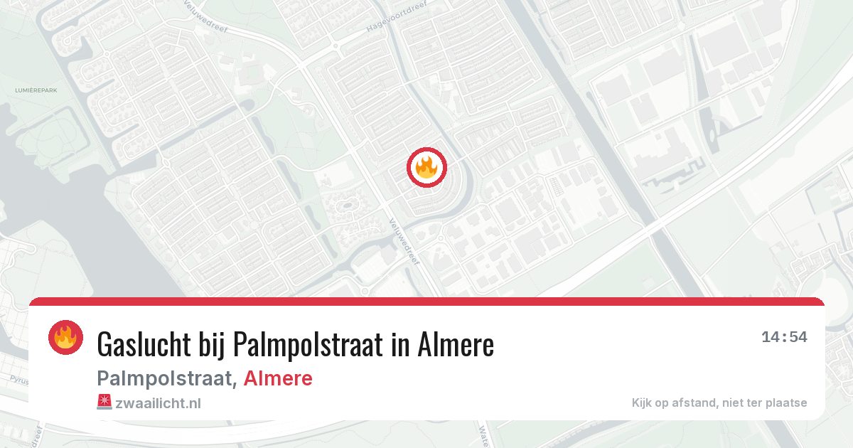Gaslucht bij Palmpolstraat in Almere — 24 jun 2026