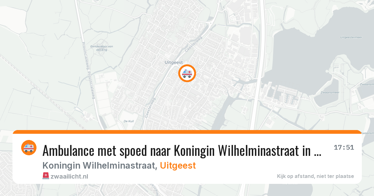 Ambulance met spoed naar Koningin Wilhelminastraat in Uitgeest — 28 jun 2026