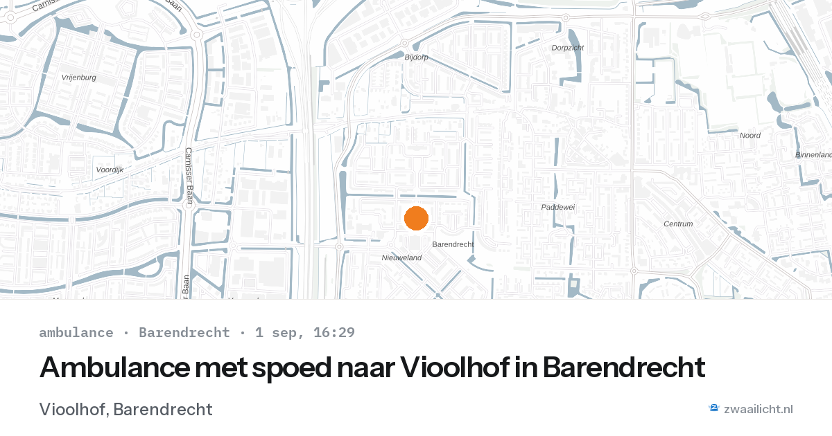 Ambulance met spoed naar Vioolhof in Barendrecht — 1 sep 2026