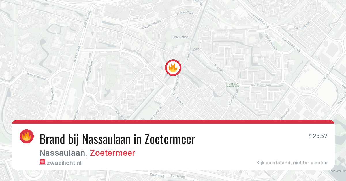 Brand bij Nassaulaan in Zoetermeer — 9 aug 2026