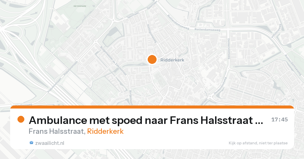 Ambulance met spoed naar Frans Halsstraat in Ridderkerk — 23 aug 2026