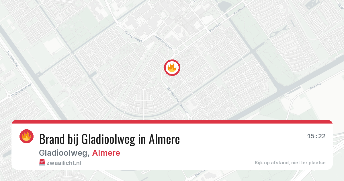 Brand bij Gladioolweg in Almere — 9 aug 2026