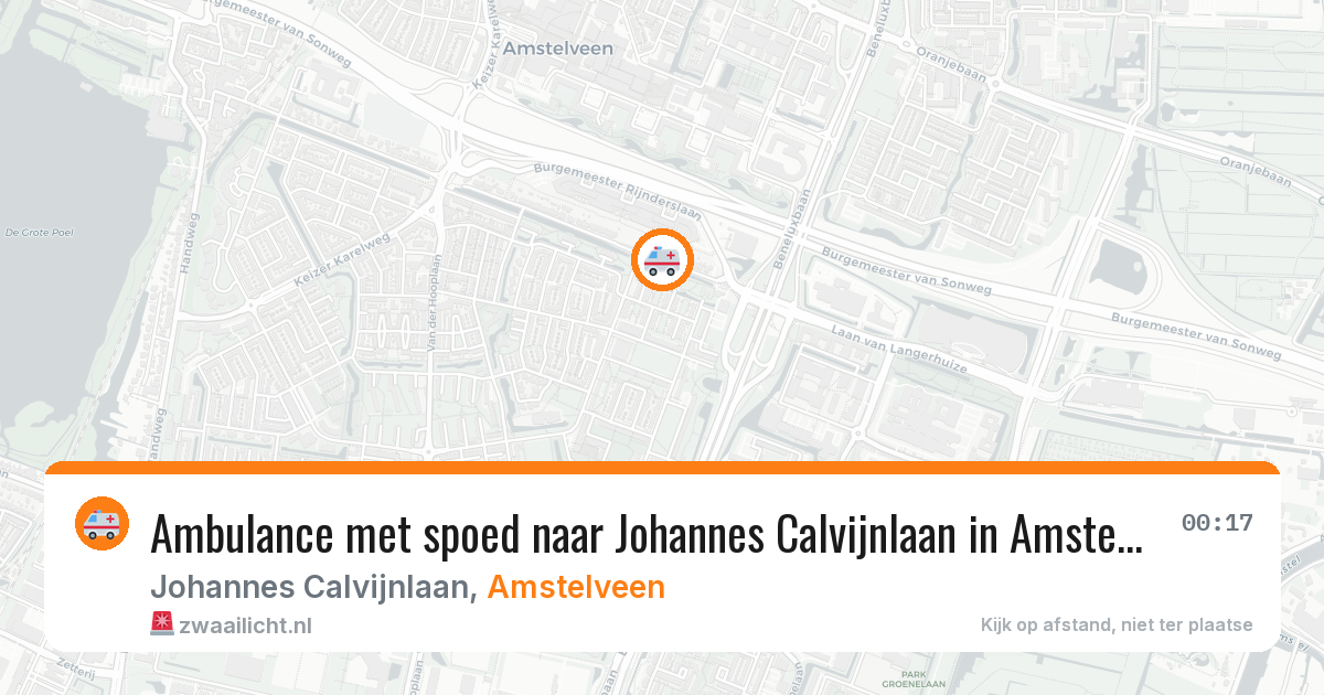 Ambulance met spoed naar Johannes Calvijnlaan in Amstelveen — 7 aug 2026