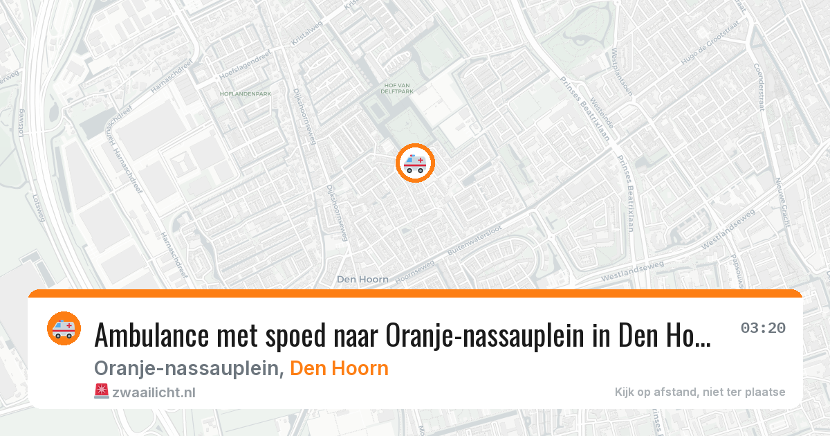 Ambulance met spoed naar Oranje-nassauplein in Den Hoorn — 20 jun 2026