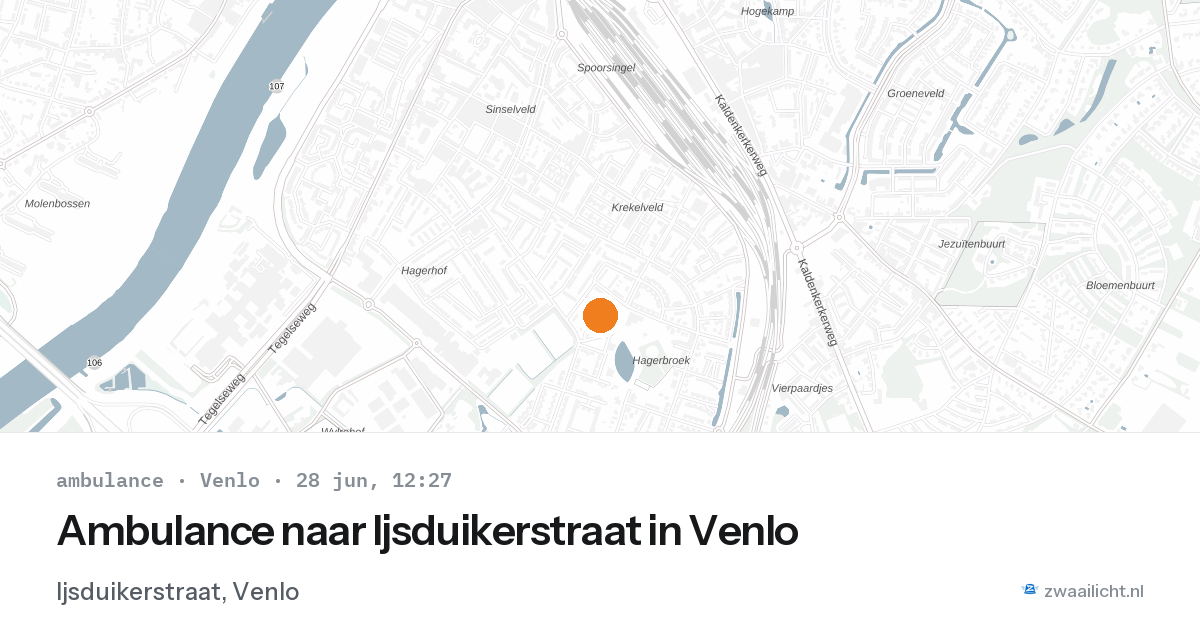 Ambulance naar Ijsduikerstraat in Venlo — 28 jun 2026